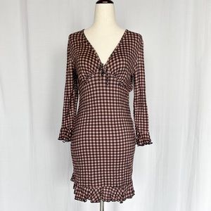 knee length dresses for ladies Sleeveless Gingham Mini Dress Natural / Large